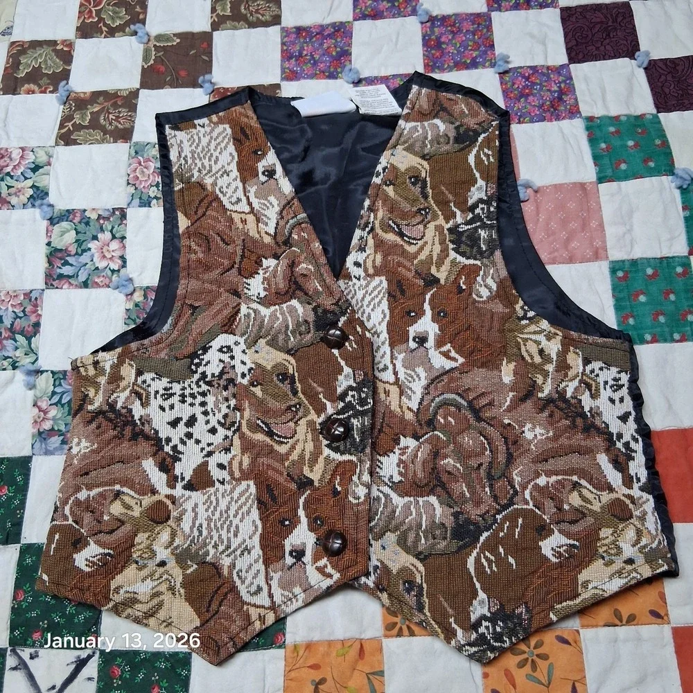 Vintage In Design Dog Tapestry Suit Vest Youth Size‎ 10